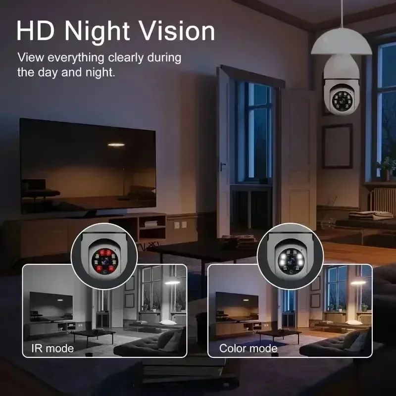 WiFi night vision monitoring IP gimbal wireless outdoor and indoor 360 ° WiFi camera security monitoring camera light bulb