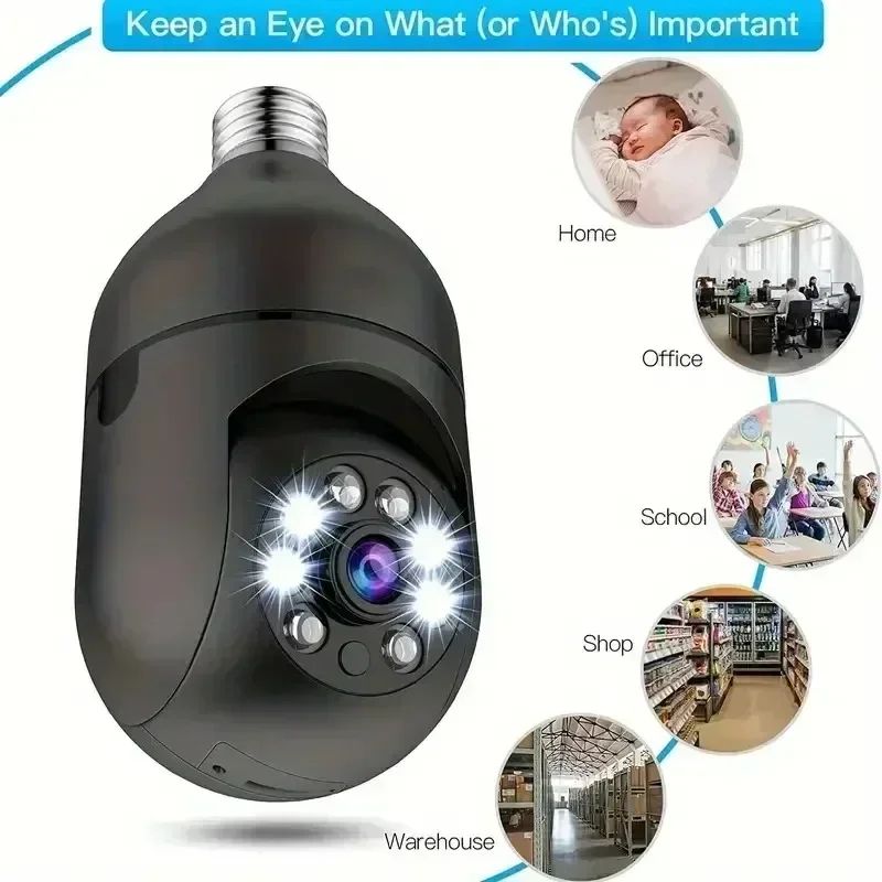 WiFi night vision monitoring IP gimbal wireless outdoor and indoor 360 ° WiFi camera security monitoring camera light bulb