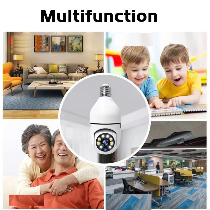 WIFI CAMERA 360° PANORAMIC BULB CCTV WiFi IP PTZ PAN & TILT ROTATING CAMERA Light Bulb 1080P Security Wireless Camera Wifi Smart for home surveillance Screw into the E27 light bulb