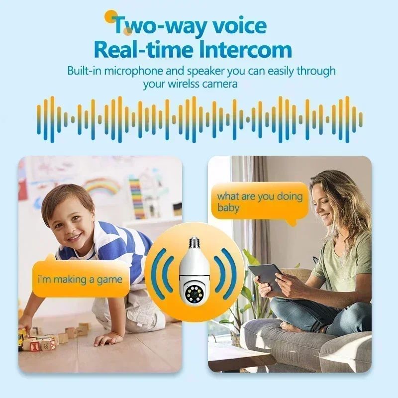 5MP E27 Bulb Wifi Surveillance Camera Night Vision Automatic Human Tracking 4X Digital Zoom Video Smart Home Security Monitor