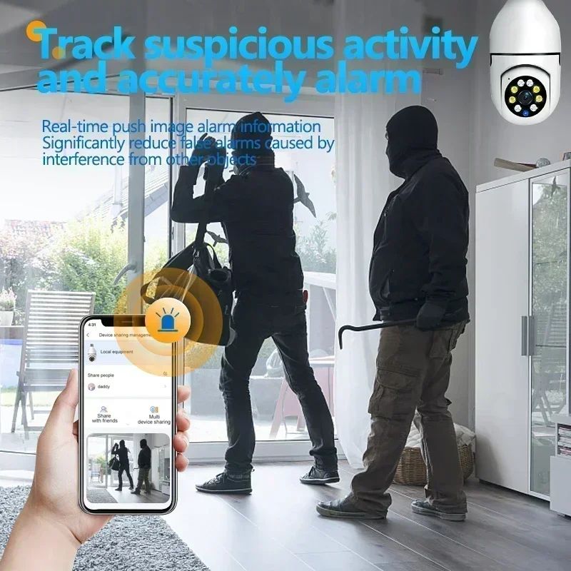 5MP E27 Bulb Wifi Surveillance Camera Night Vision Automatic Human Tracking 4X Digital Zoom Video Smart Home Security Monitor