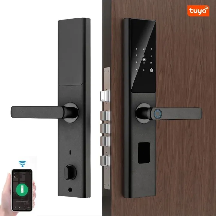Smart Lock Tuya WIFI APP Fingerprint Cerradura Inteligente Handle Digital Keyless Door Lock