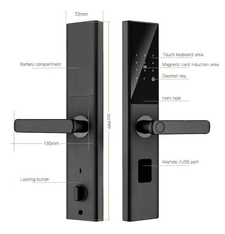 Smart Lock Tuya WIFI APP Fingerprint Cerradura Inteligente Handle Digital Keyless Door Lock