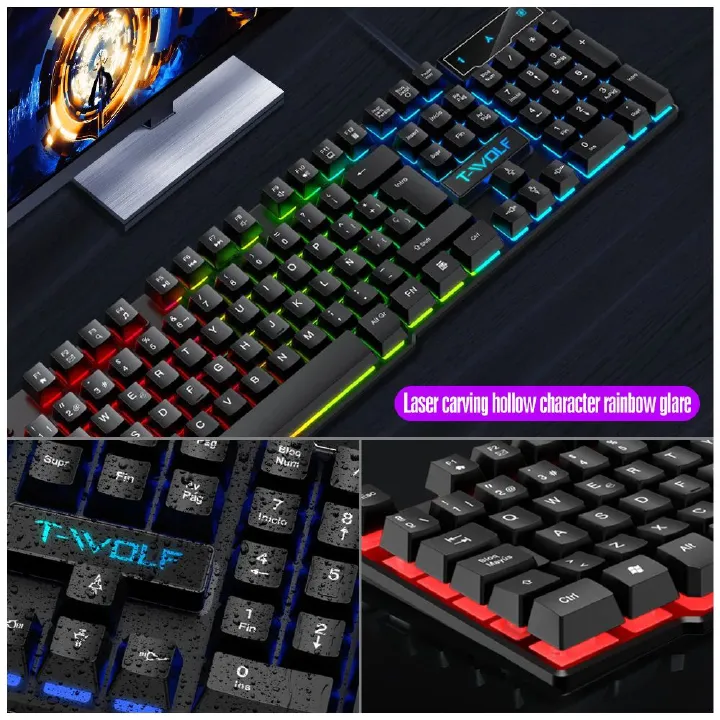 5 in 1 104 Key Gaming Keyboard Mouse Loudspeaker Headphone Mousepad Combos Gift Package Keyboard RGB Light for Laptop PC Desktop