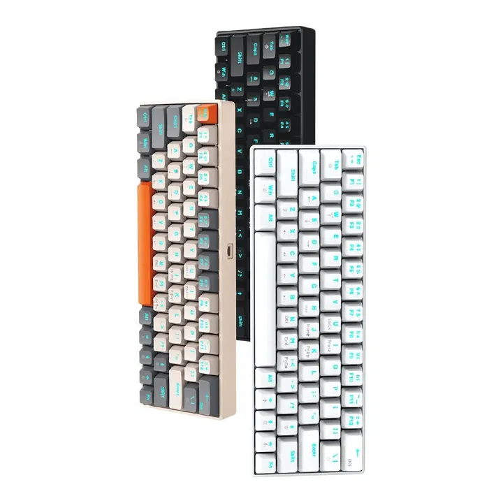 T60 Hot Swappable 63 Keys Mechanical Keyboard Gaming Ergonomic Keyboard LED Light Type-C Wired for PC Laptop