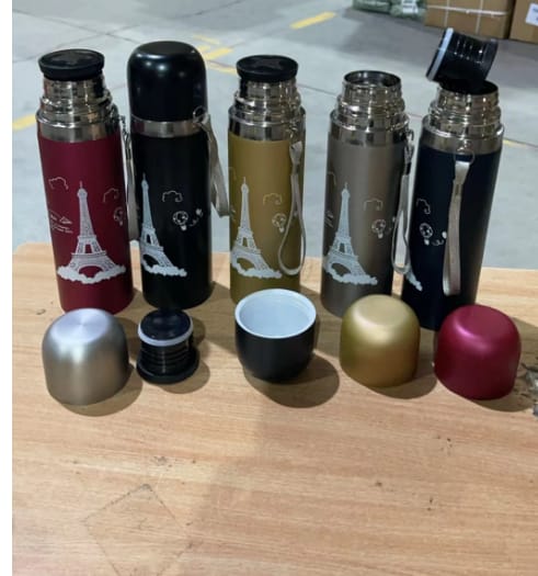 JP Jamesport 500ML Metallic Thermos Vacuum Flask Travel Cup Water Bottle. Made of high-grade metallic stainless steel for durability and elegance. Keeps beverages hot or cold for extended periods.