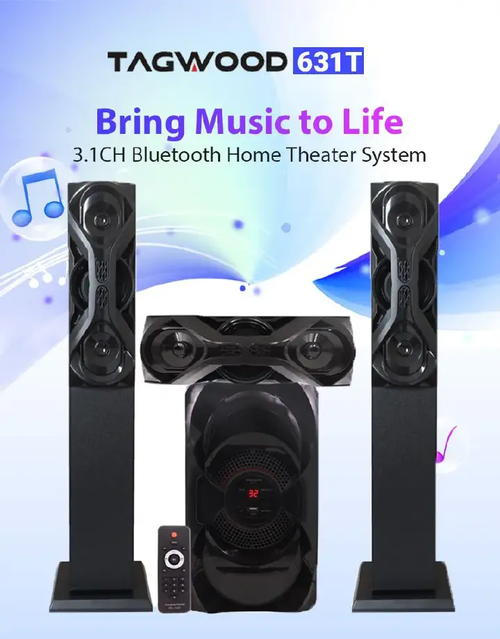 New Arrival Tagwood 631T 3.1CH Woofer Subwoofer Bluetooth |USB|AUX|SD CARD Cinema Home theater System Bluetooth Hi-Fi Speaker Speaker System
