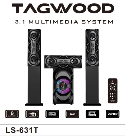 New Arrival Tagwood 631T 3.1CH Woofer Subwoofer Bluetooth |USB|AUX|SD CARD Cinema Home theater System Bluetooth Hi-Fi Speaker Speaker System