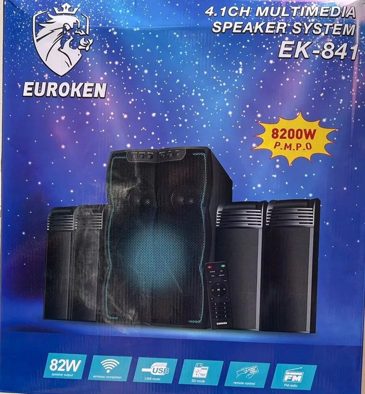 Brand New EUROKEN EK-841 4.1CH Multimedia Bluetooth USB/SD/FM Woofer X-Bass Soundbar Speaker System Home Theatre System AC/DC Soundbar Subwoofer Bluetooth Woofer Home Audio System with Remote