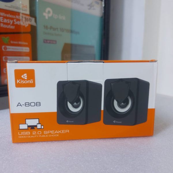 Kisonli A-808 Speaker Audio Desktop Home Woofer Wired Usb Driven Multimedia Small Speaker Portable Speaker Bluetooth Wireless Speaker Laptop Speaker Computer Speakers