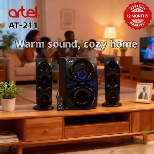 Artel AT-211 3.1CH Multimedia Bluetooth Subwoofer Speaker, 20000W High Power Home Audio System | Supports Bluetooth/USB/SD/FM Multi-Mode Playback, Remote Control Included, 12-Month Warranty.