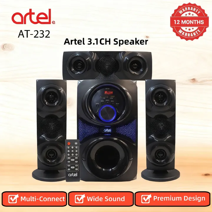 Artel AT-232 3.1CH Multimedia Bluetooth Subwoofer Speaker, 20000W High Power Home Audio System | Supports Bluetooth/USB/SD/FM Multi-Mode Playback, Remote Control Included, 12-Month Warranty.