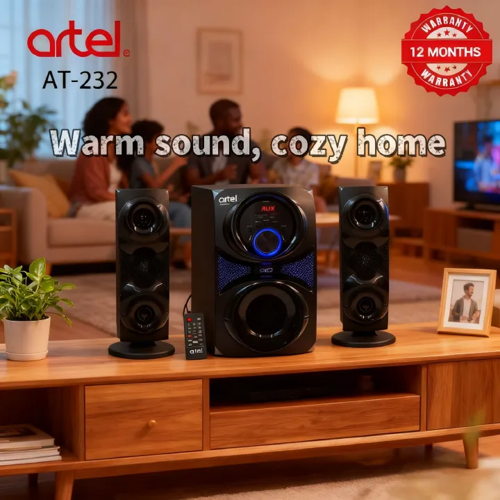 Artel AT-232 3.1CH Multimedia Bluetooth Subwoofer Speaker, 20000W High Power Home Audio System | Supports Bluetooth/USB/SD/FM Multi-Mode Playback, Remote Control Included, 12-Month Warranty.