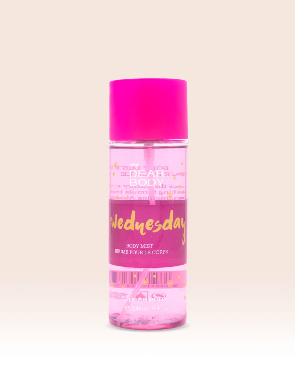 My Dear Body Wednesday 250ml Unisex Body Fragrance Mist is a crisp, energizing body splash with a refreshing and long-lasting scent that keeps you feeling vibrant and confident all day.