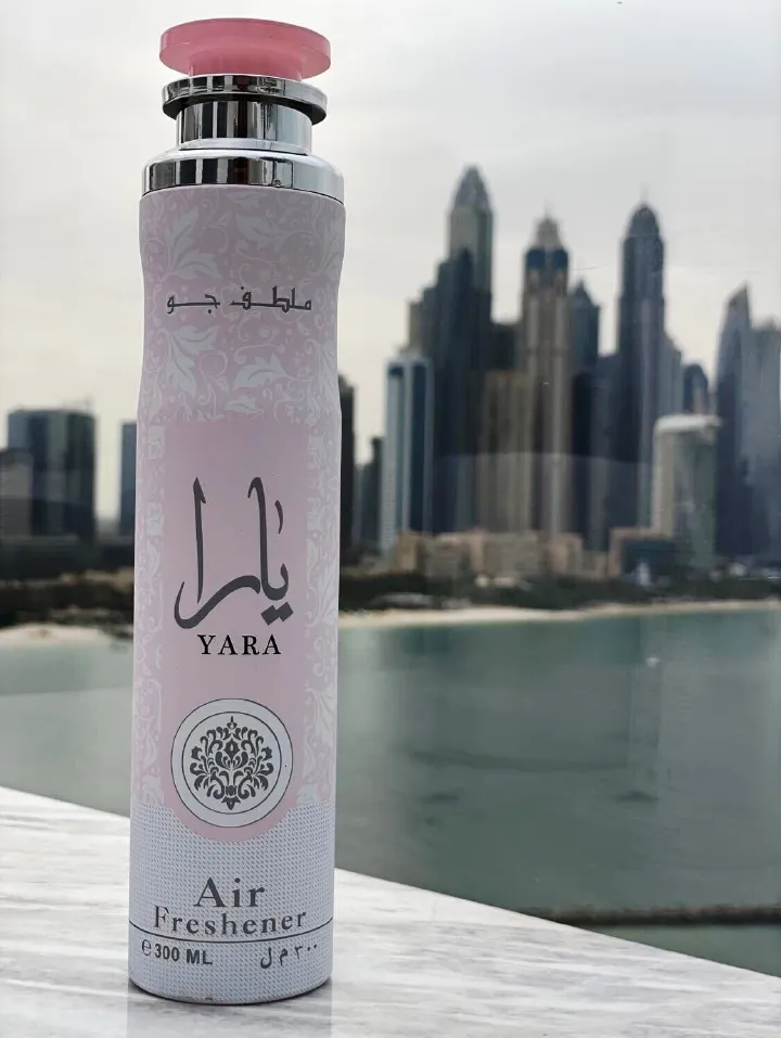 Yara Air Freshener 300ml – An elegant, long-lasting oriental scent that effortlessly refreshes and uplifts any space, creating a welcoming, serene atmosphere and leaving behind a luxurious fragrance
