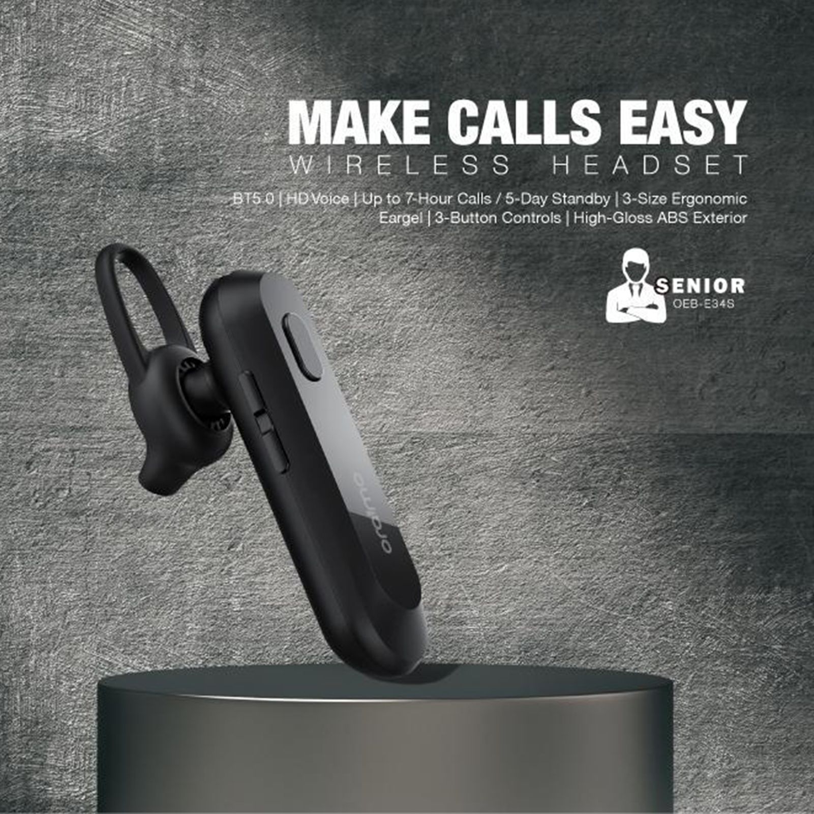 New Oraimo OEB-E34S Senior BT5.0 Single-Side Talking Headphones Wireless BT Hands-Free Sports Headsets Noise Reduction with Mic