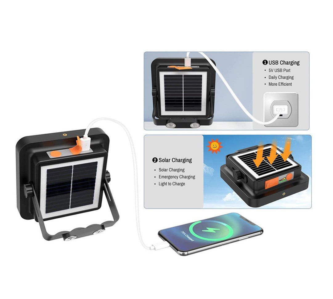 High Capacity Solar Portable Work Light Powerbank for Outdoor Emergency Work & Camping Light