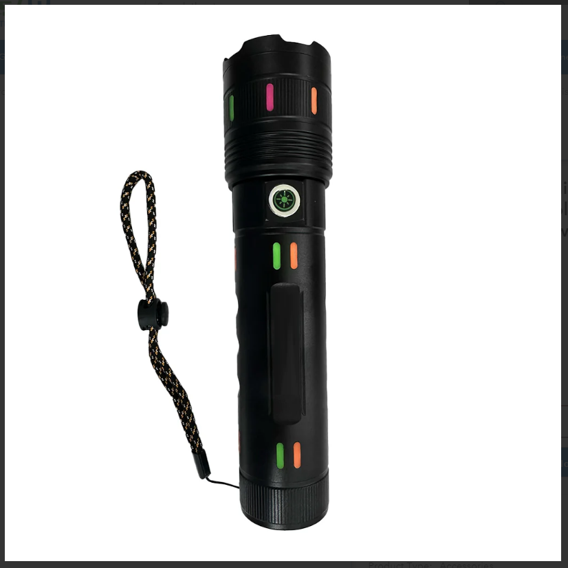 High-Quality Powerful Long Range Super Bright LED Flashlight / Torch Light with Slide Zoom, USB Rechargeable, Type-C Charging, 4 Light Modes, and Power Display