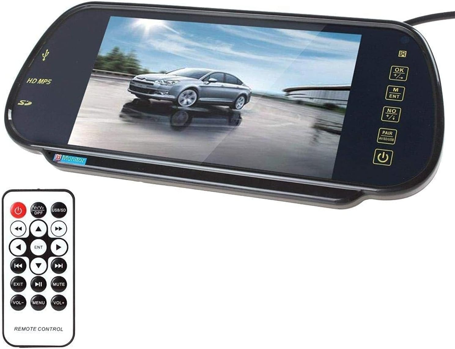 7 inch USB SD MP5 Color TFT LCD Car Rearview Mirror Monitor Remote Built-in Bluetooth