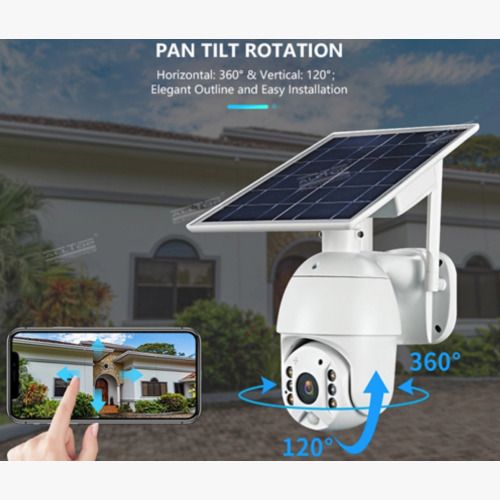 4G Solar Powered Camera -(4G GSM, PTZ 360°,HD Night Vision, Motion Sensor, 2 Way Audio) – With 6 Batteries of 19000mAh