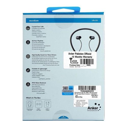 Anker Soundcore Life U2i Wireless Neckband Headphones, 10mm Drivers with BassUp Technology, 22H Playtime, AI-Enhanced Calls, Foldable and Lightweight, IPX5 Water-Resistant, Secure Fit, Bluetooth 5
