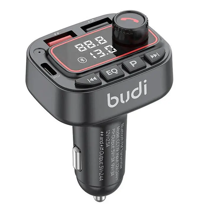 Budi 42W PD&QC3.0 Bluetooth Fm Transtter Car Charger Support: Bluetooth, U drive TFcard With EQ mold