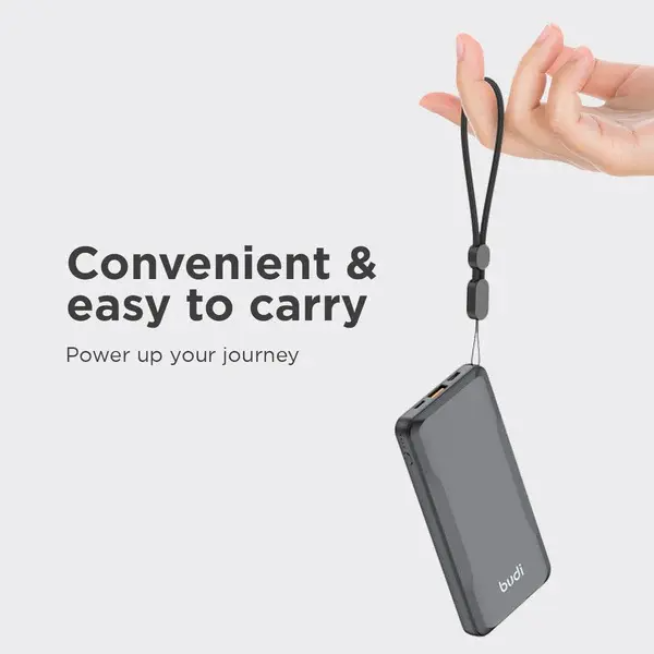 Budi Portable Power Bank 10000mAh, Portable Charger Power Bank with 3 USB Ports, PD Fast Charging USB Power Bank
