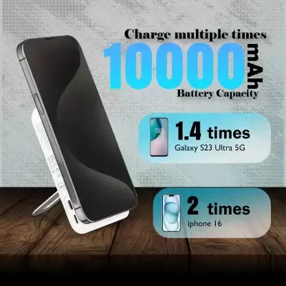 Budi 2 in 1 magnetic Magsafe wireless 10000mah power bank For mobile phones and smart watches-Charge 4 devices Same time