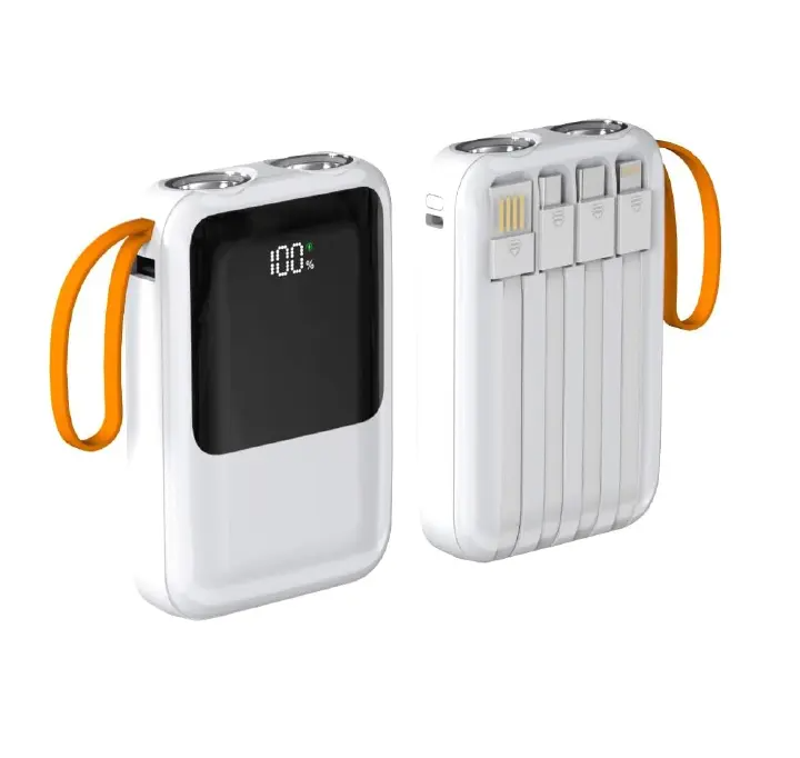 10000mAh Portable Power Bank Fast Charging with Built-in Flashlight and USB Ports for iPhone and Android