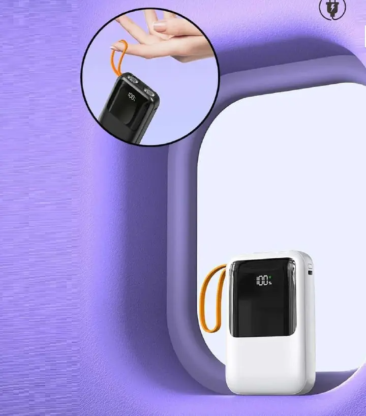 10000mAh Portable Power Bank Fast Charging with Built-in Flashlight and USB Ports for iPhone and Android