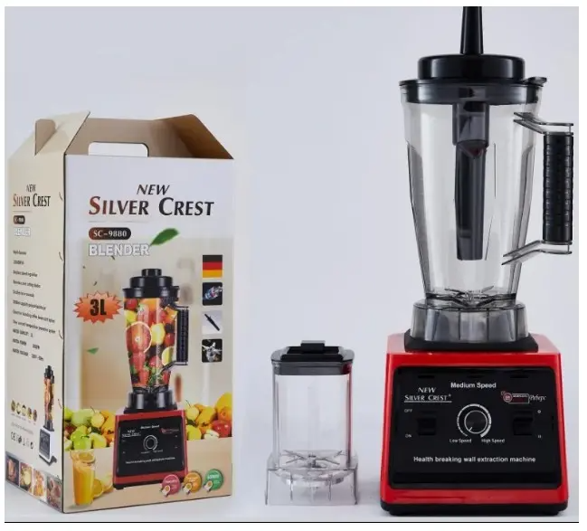 3 Ltrs Multifunctional 2 in 1 8000w Professional Heavy Duty Commercial Mixer Smoothie Juicer Food Processor Silver Crest Blender
