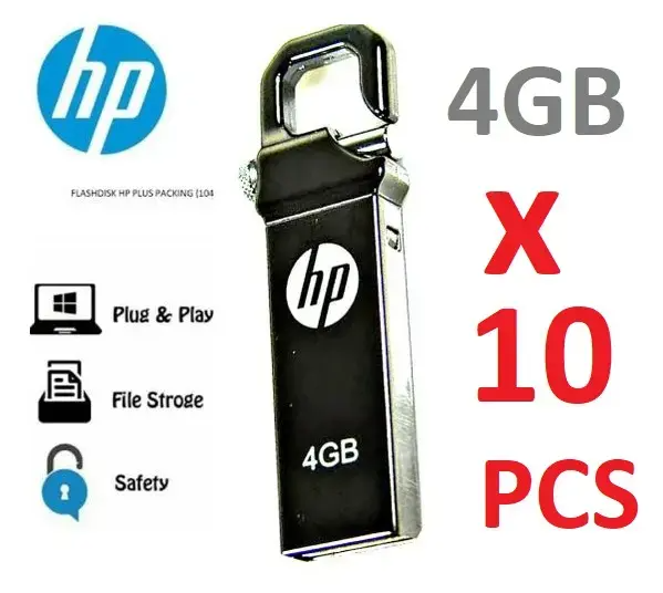 10 PCs Wholesale Price - HP Metalic Quality [64GB/ 32GB / 16GB / 8GB / 4GB / 2GB] Flash Disk for Re-Sale