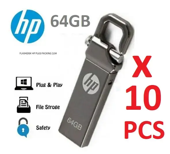 10 PCs Wholesale Price - HP Metalic Quality [64GB/ 32GB / 16GB / 8GB / 4GB / 2GB] Flash Disk for Re-Sale