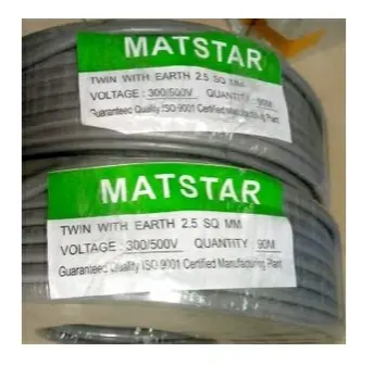 Matstar 2.5 MM Twin Cable + Earth Flat Power Electrical Cable