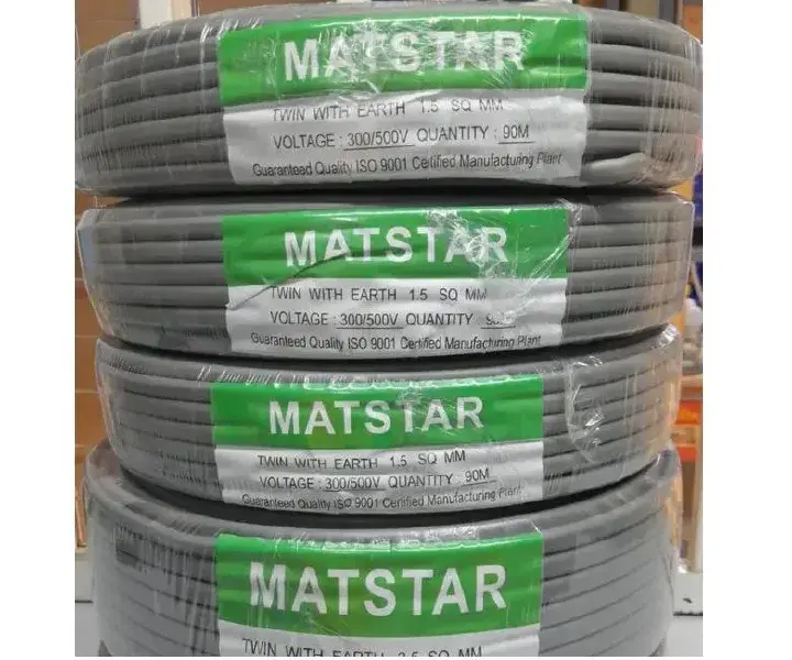 Matstar 1.5 Twin Cable + Earth Flat Power Electrical Cable