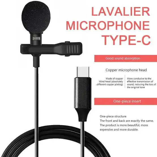 Lavalier Microphone Type C Professional Lapel Clip-on Mic Omni Condenser Little Lav Mic