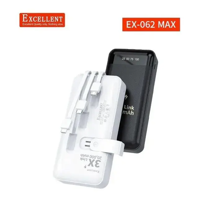 Excellent 3x Link cables micro, type c, USB and lightning ex-062 20,000mAh power bank