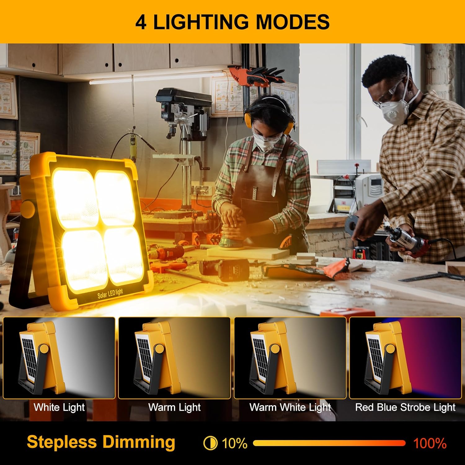 High Capacity Solar Portable Work Light Powerbank for Outdoor Emergency Work & Camping Light
