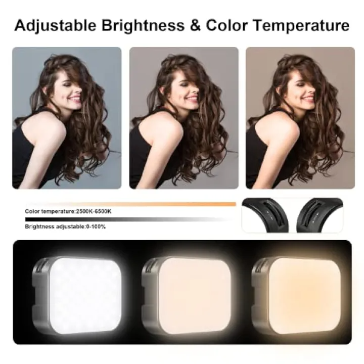 Selfie Light, LED Video Camera Light, Portable Clip on Light Panel for {Camera, Phone, Laptop, Table,Computer}, 2000mAh, 2500-6500k Rechargeable Fill Light for Picture/TikTok/Makeup/Vlog