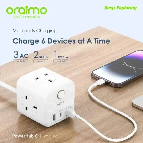 oraimo PowerHub 1.5M 6-in-1 Power Cube