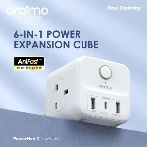 oraimo PowerHub 1.5M 6-in-1 Power Cube