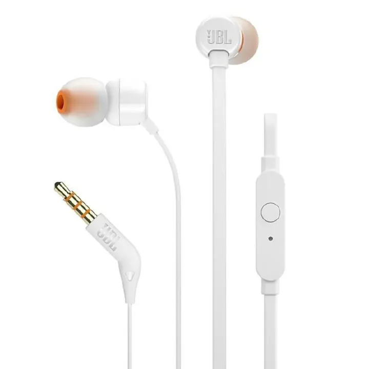JBL Tune 110 Earbuds - Wired in-Ear Headphones with 1-Button Remote, Signature Sound for Rich Audio Experience, Includes Velvet Carrying Pouch