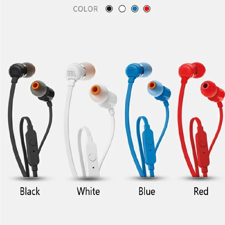JBL Tune 110 Earbuds - Wired in-Ear Headphones with 1-Button Remote, Signature Sound for Rich Audio Experience, Includes Velvet Carrying Pouch