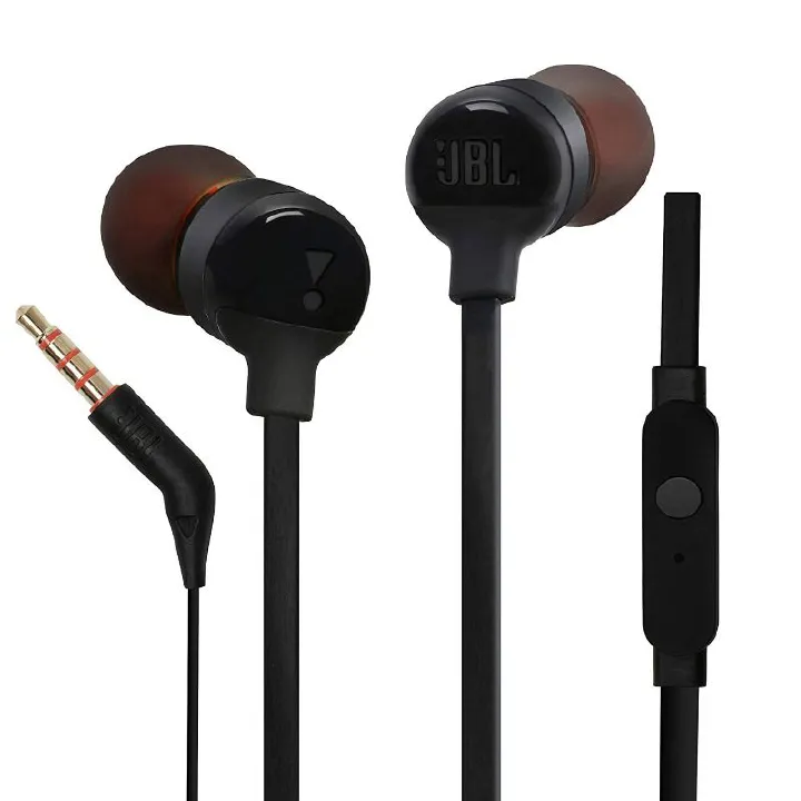 JBL Tune 110 Earbuds - Wired in-Ear Headphones with 1-Button Remote, Signature Sound for Rich Audio Experience, Includes Velvet Carrying Pouch
