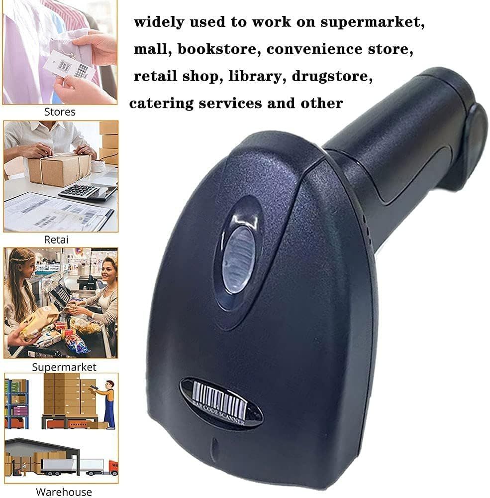 Wireless Bluetooth Barcode Scanner Automatic 2D QR Code Scanner Wireless for POS System, 1D Screen Scanning Barcode Reader for Warehouse Inventory, Supermarket, Retail Shop