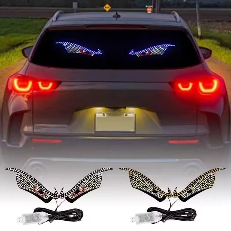 Car Back Window expression lights LED Strips Light Panel Car Windshield Display Devil's Eye Decorative Lamps USB Plug Lighting