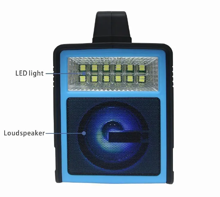 Big Solar Lighting System with 4 Led Bulbs, Radio, BT speaker, Mobile Charging, Tablet Charging, 12V fan Powering, 50Hours