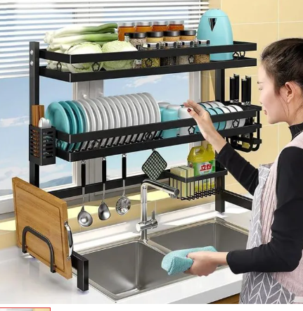 Double layer-Multifunctional Over The Sink Dish/Utensils Drying Rack