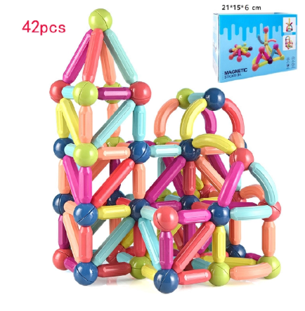 42 pcs Magnetic Balls and Rods Set,Magnetic Building Toys Colorful DIY STEM Building Blocks Sticks for Ages 3+ Year Old Children Boy Girl Educational Construction Toy
