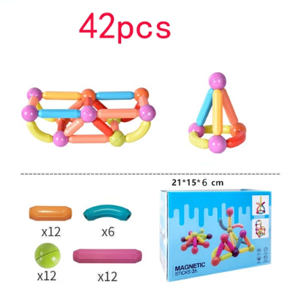 42 pcs Magnetic Balls and Rods Set,Magnetic Building Toys Colorful DIY STEM Building Blocks Sticks for Ages 3+ Year Old Children Boy Girl Educational Construction Toy